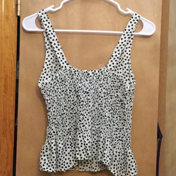 NWT Topshop Black & White 🖤 Print Shirred Cami Peplum Top 4P - Picture 6 of 10